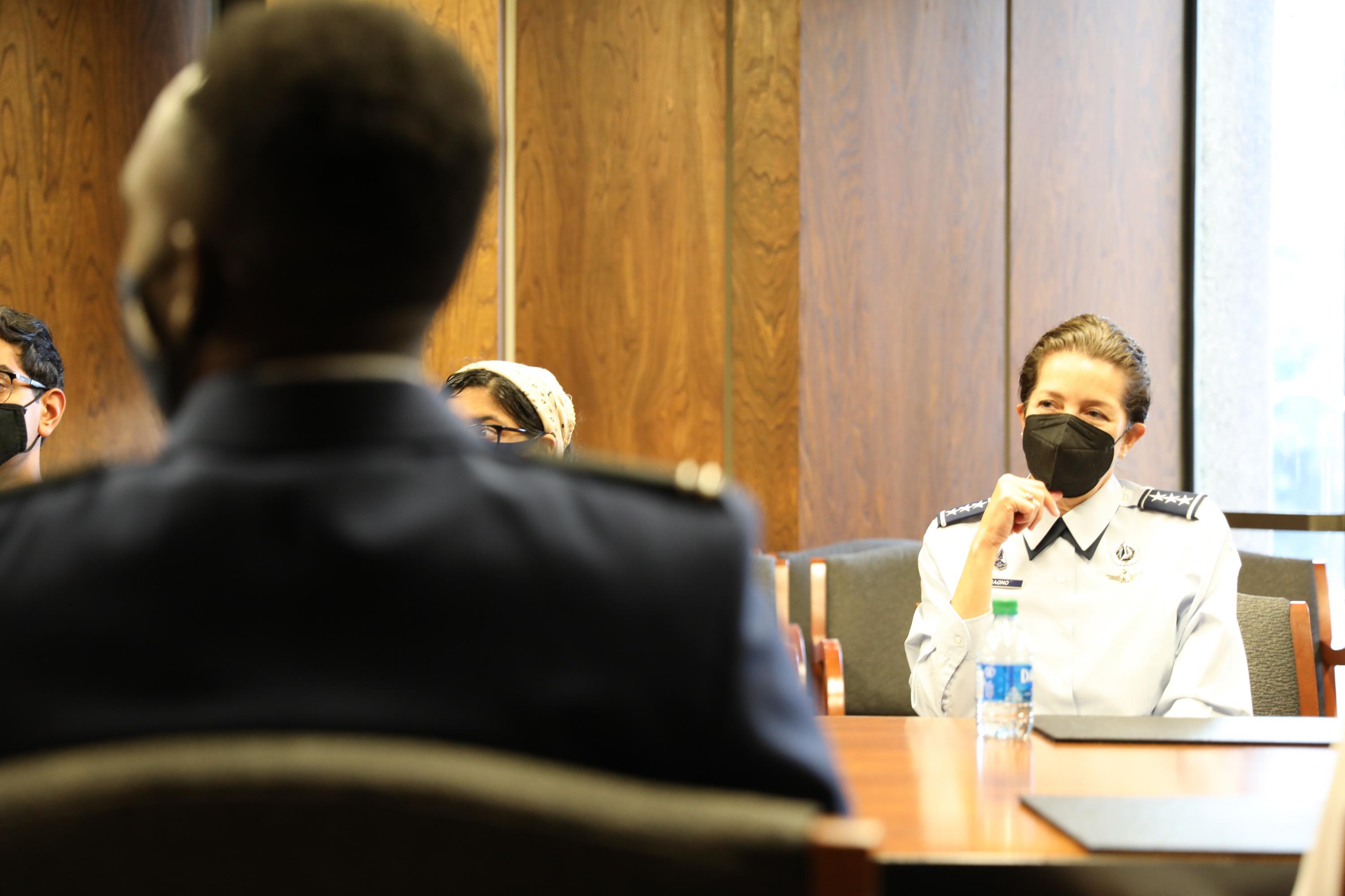 Lt. General Nina Armagno met with aerospace engineering students to discuss their current research projects and talk about the future Space Force