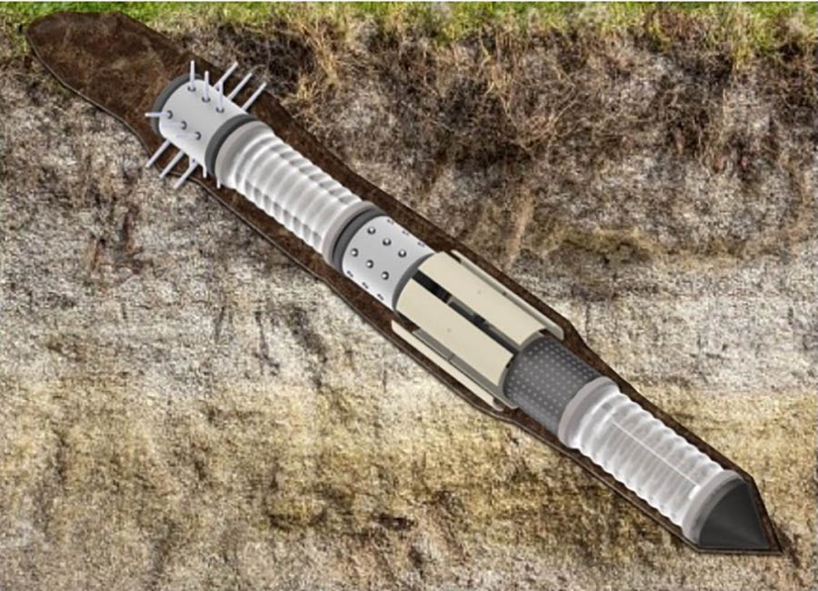 Rendering of the Burrowing Robot with Integrated Sensing System (BRISS).