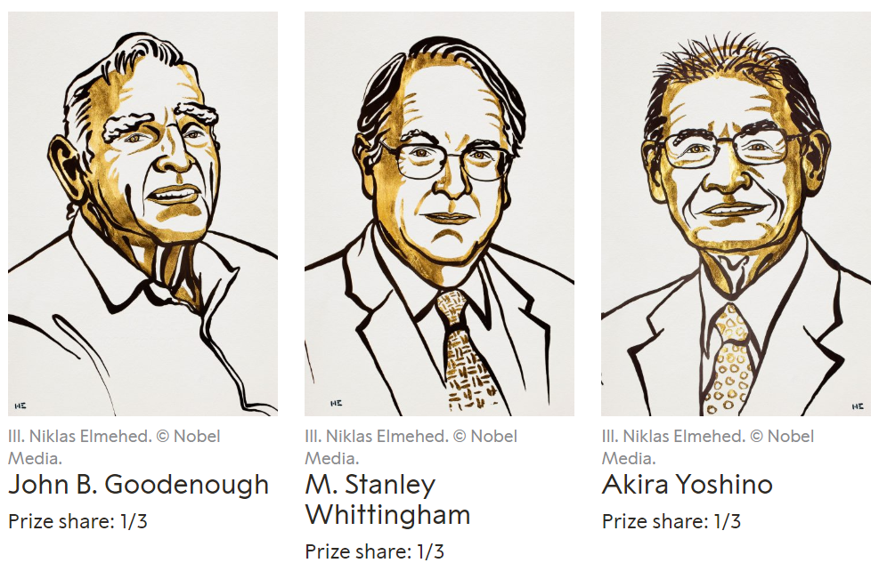 Winners of 2019 Nobel Prize in Chemistry (Credit: Nobel Media)