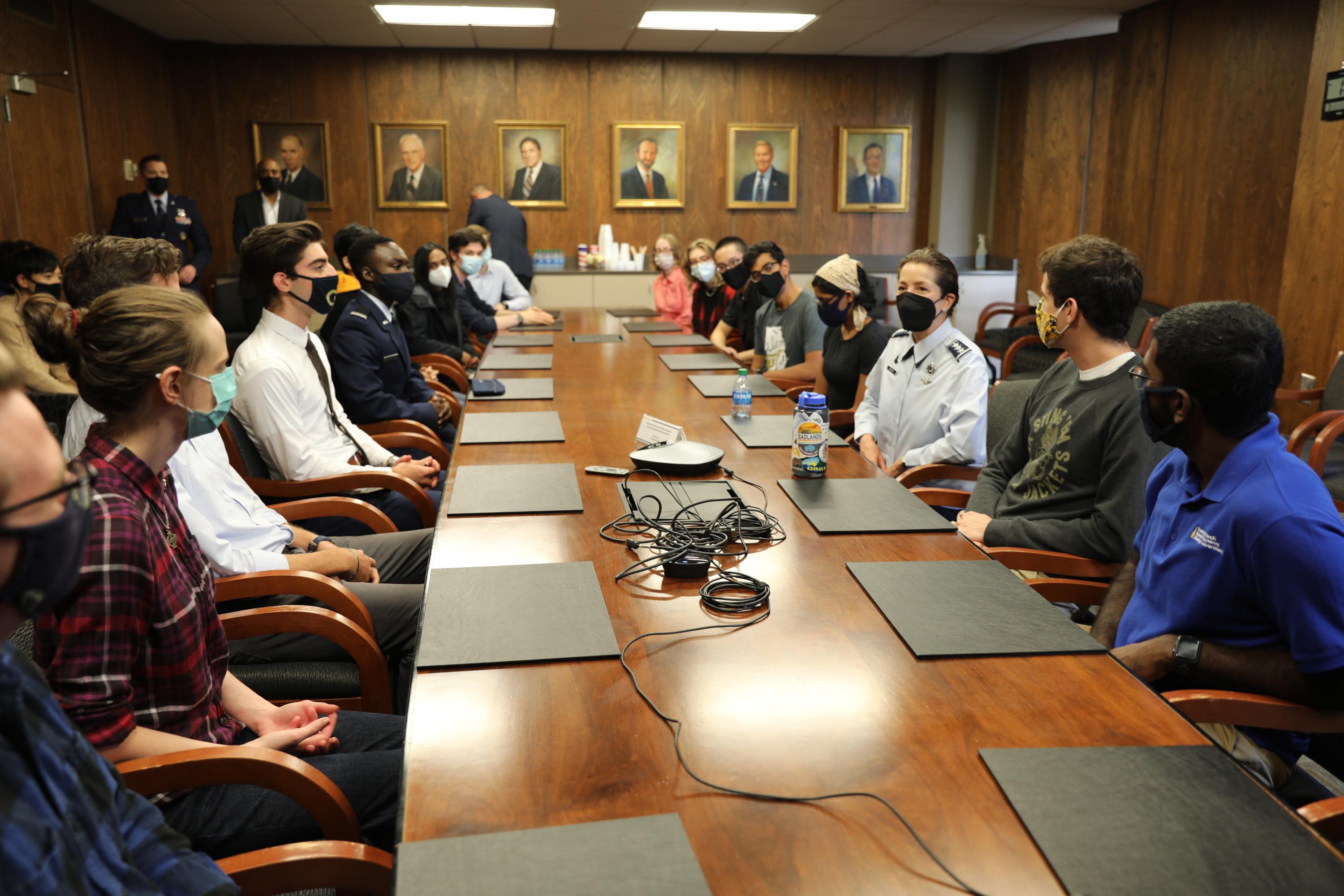 Lt. General Nina Armagno met with aerospace engineering students to discuss their current research projects and talk about the future Space Force