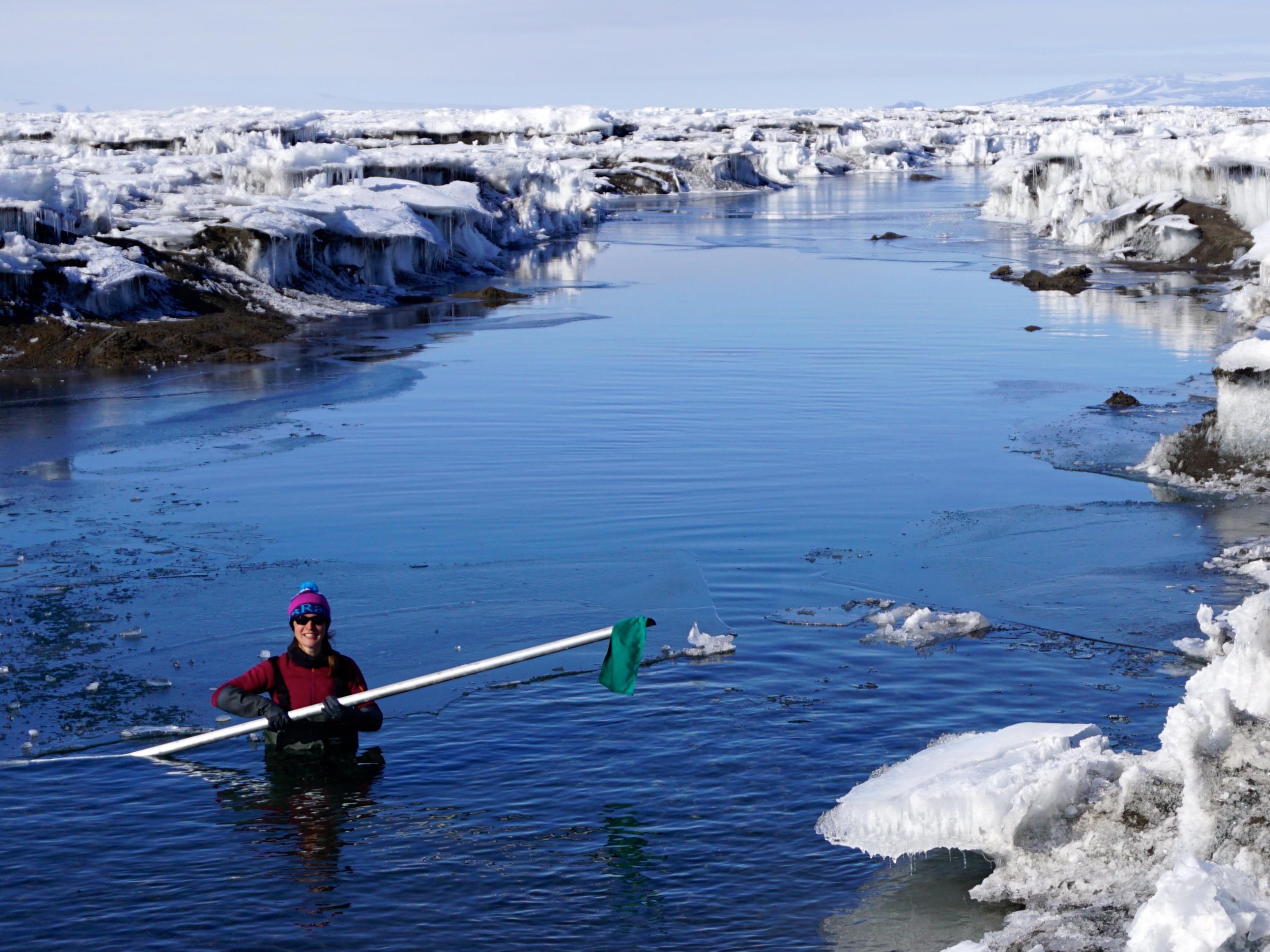 CU's Alison Banwell in Antarctic meltwater