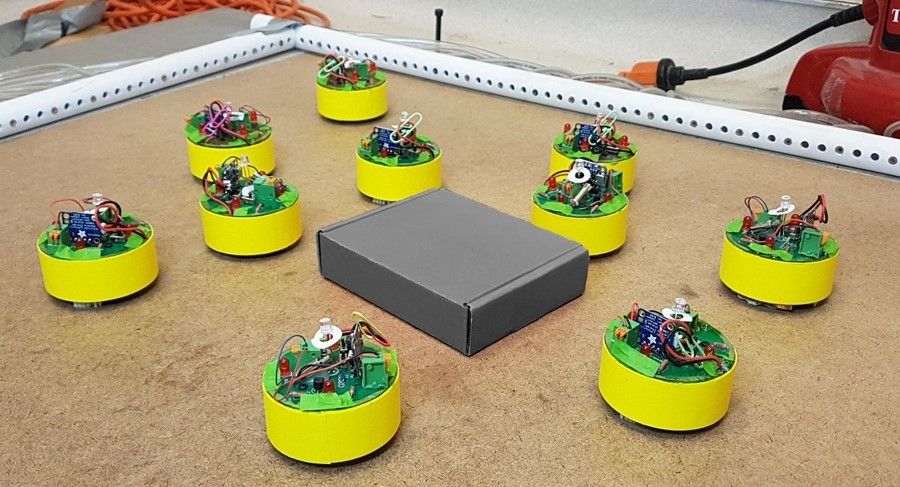 When sensors, communication, memory and computation are removed from a group of simple robots, certain sets of complex tasks can still be accomplished by leveraging the robots' physical characteristics (Credit: Shengkai Li, Georgia Tech) 