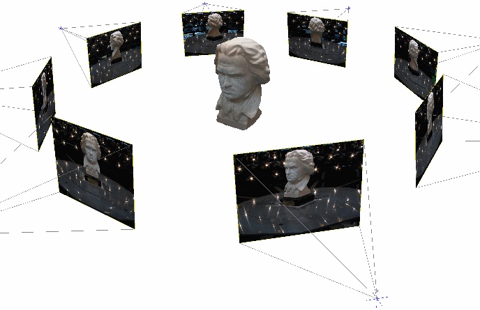 Multiple 2D photographs taken from different locations can be used to create a 3D image — solving minimal problems allows the 3D image to be rendered. Source: 