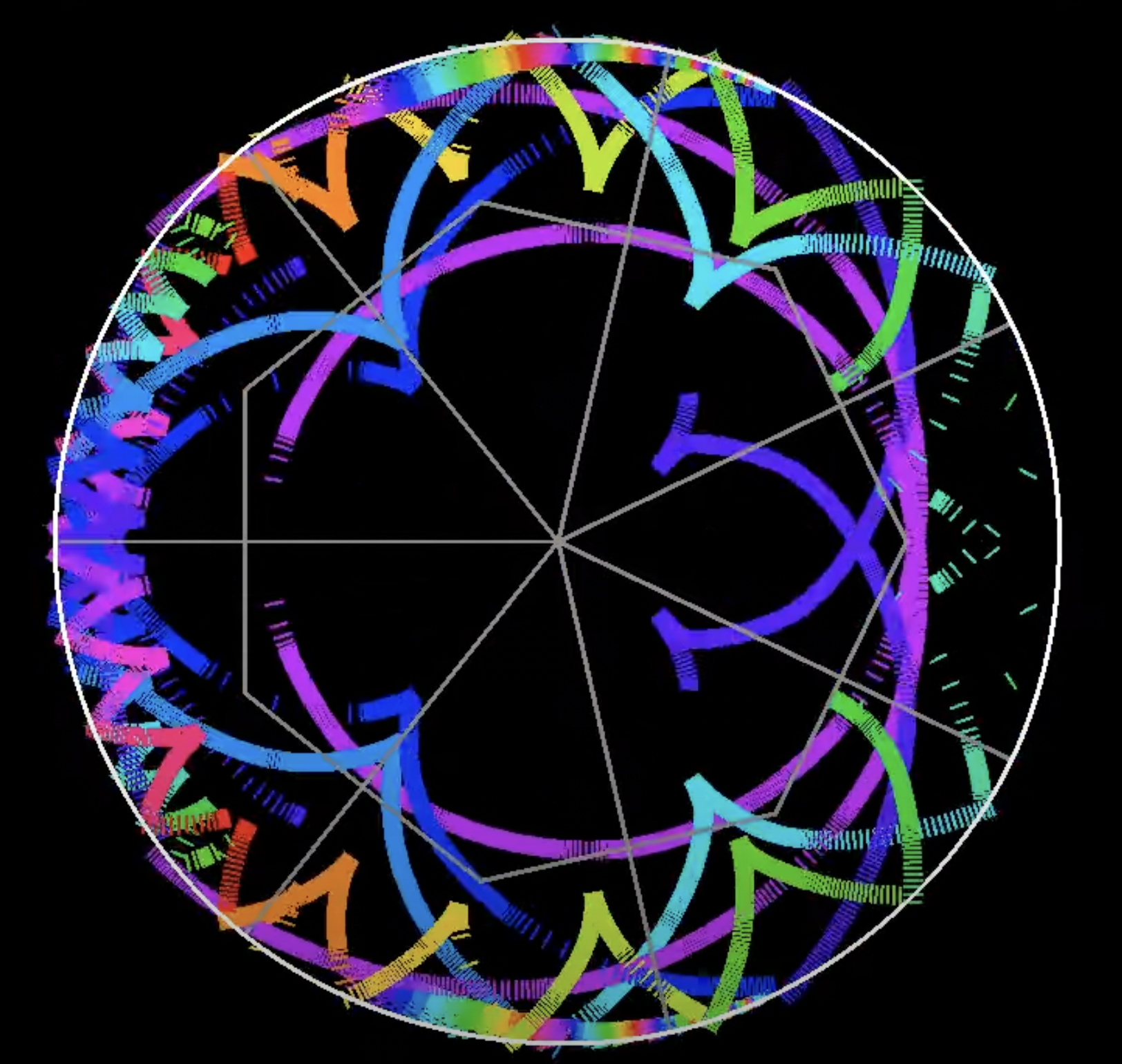Screenshot from a Nils Berglund video showing a Bunimovich elliptical flower billiard. (Courtesy Nils Berglund)
