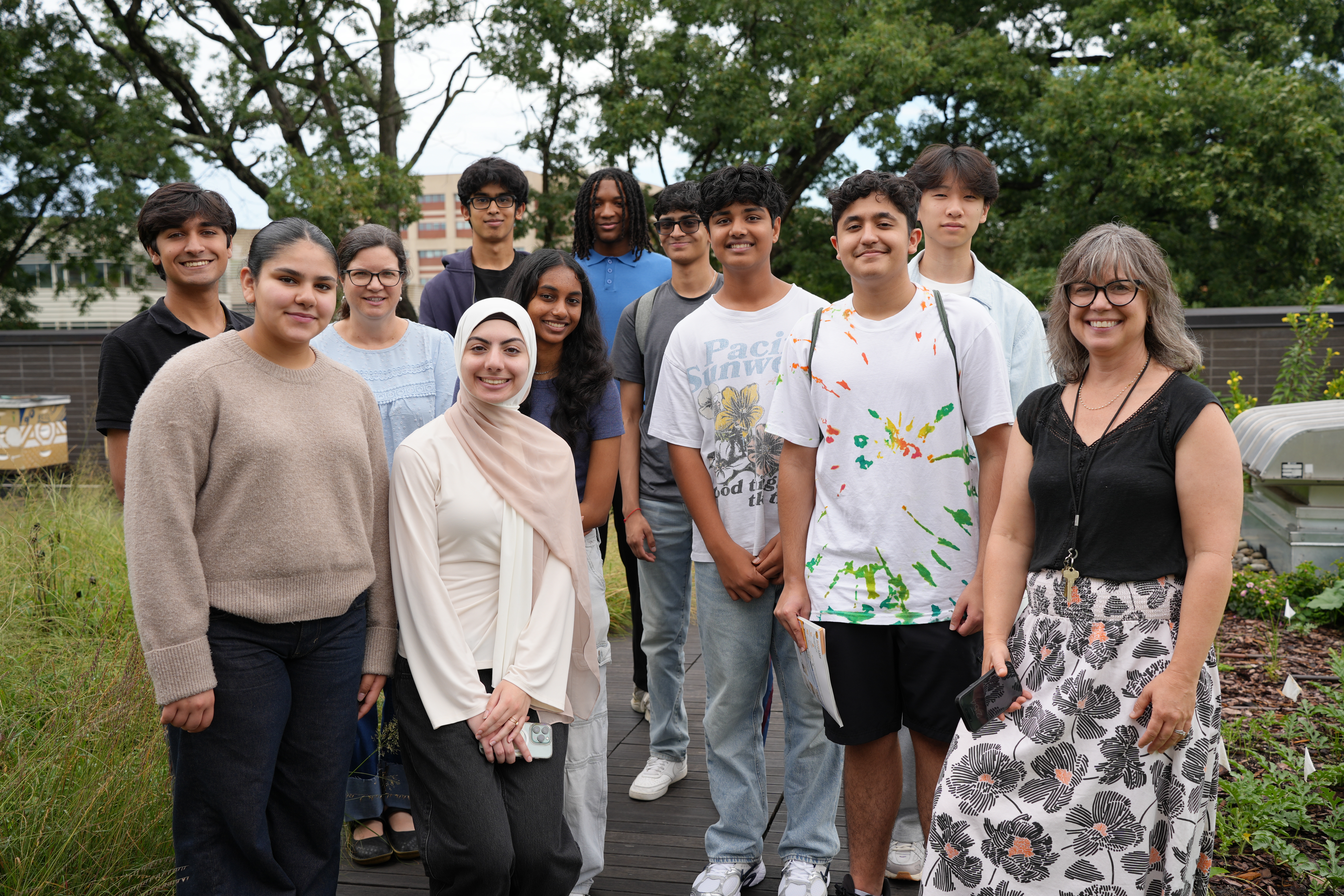 Lambert High School iGEM members visited the hives located on the roof of the Kendeda Building for Innovative Sustainable Design and took part in a question and answer session with Director of the Georgia Tech Urban Honeybee Project Jennifer Leavey.