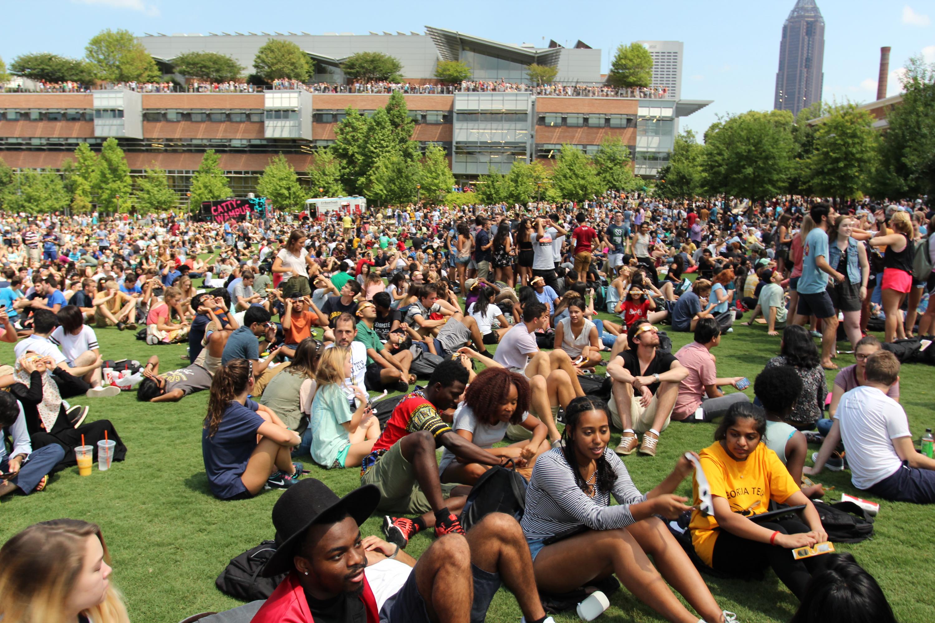 Thousands of students filled Tech Green and adjacent areas.(Photo by Renay San Miguel)