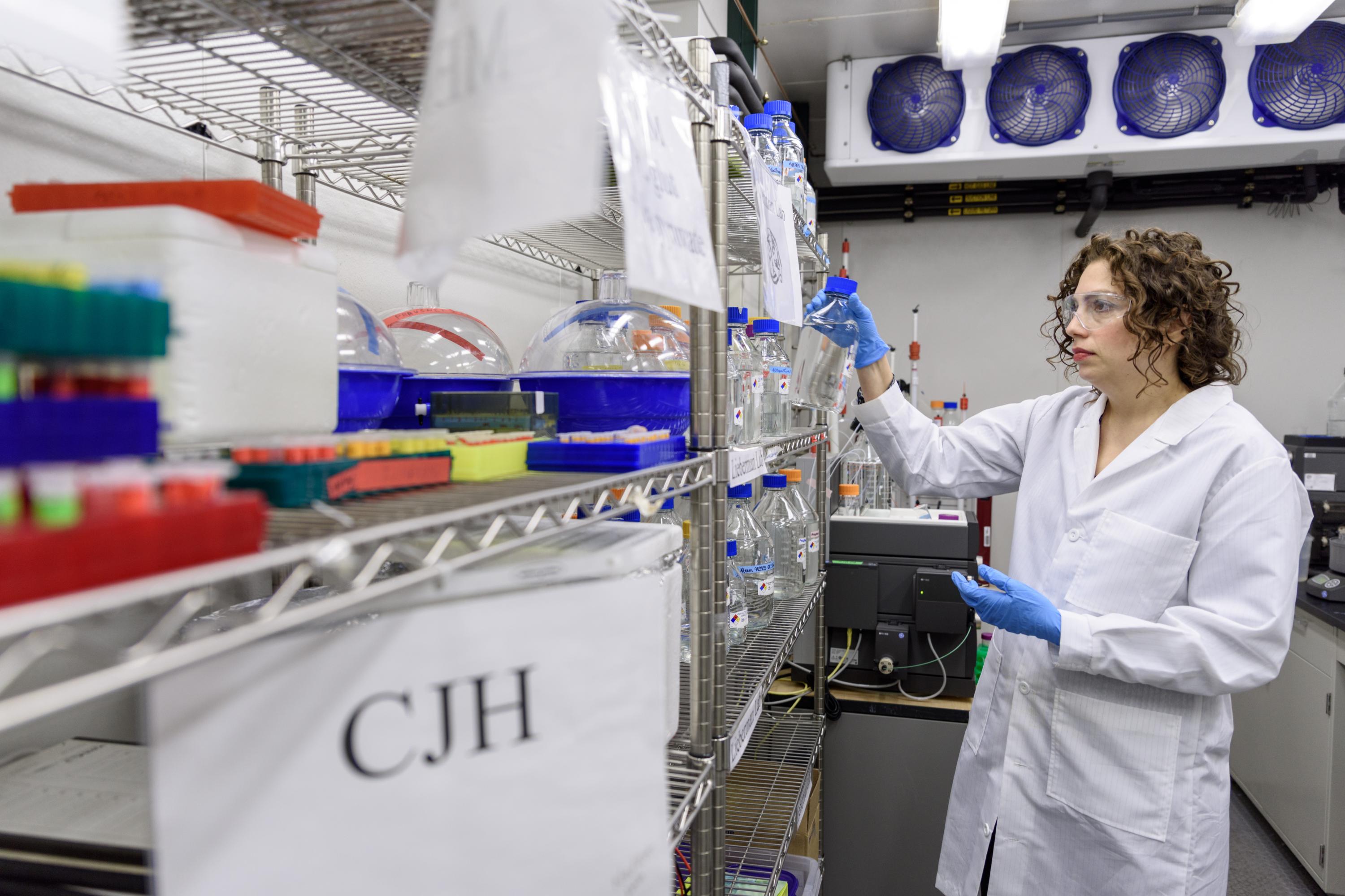 Raquel Lieberman in the cool room of her lab facilities