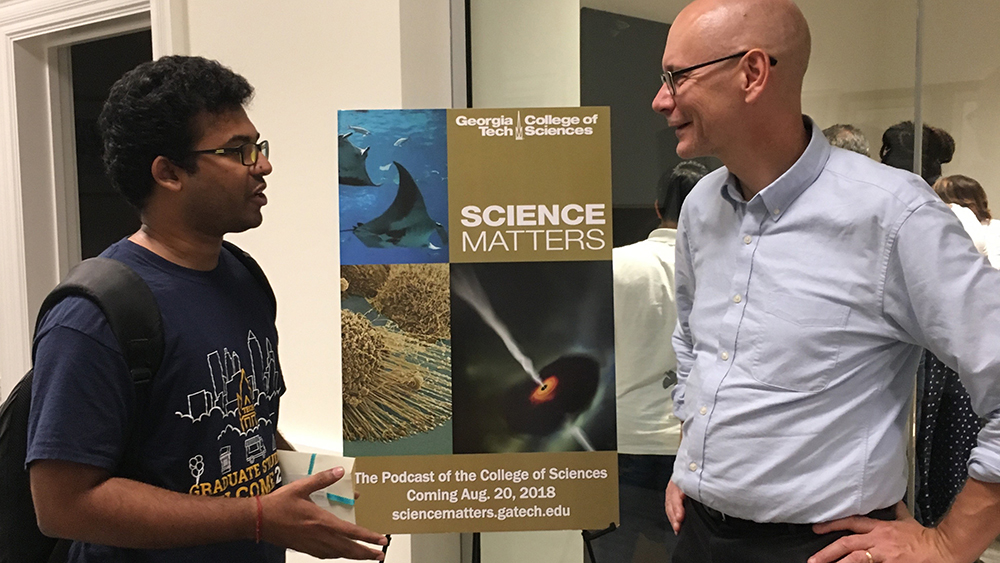 Sachin Kothandaraman and College of Sciences Interim Dean David Collard 