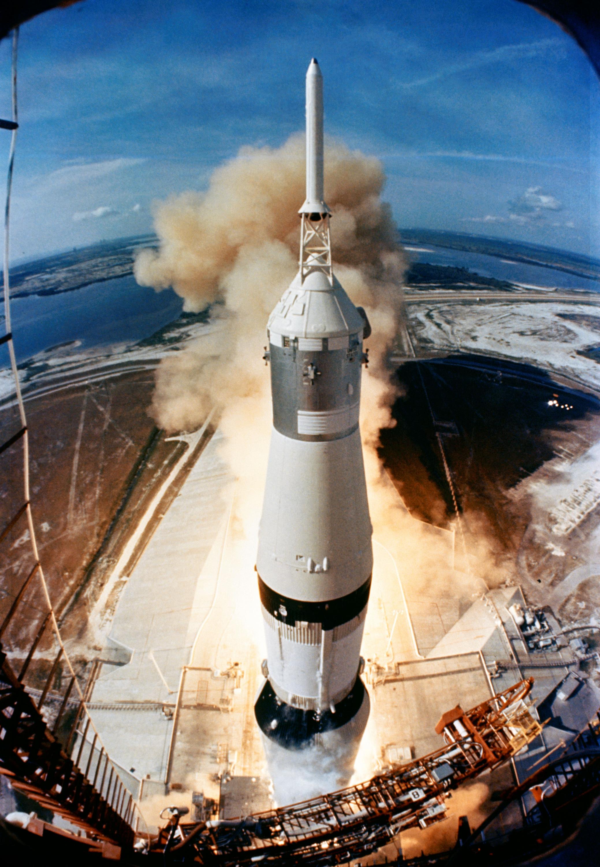Apollo 11's Saturn V rocket launches July 16, 1969 (Photo by NASA)