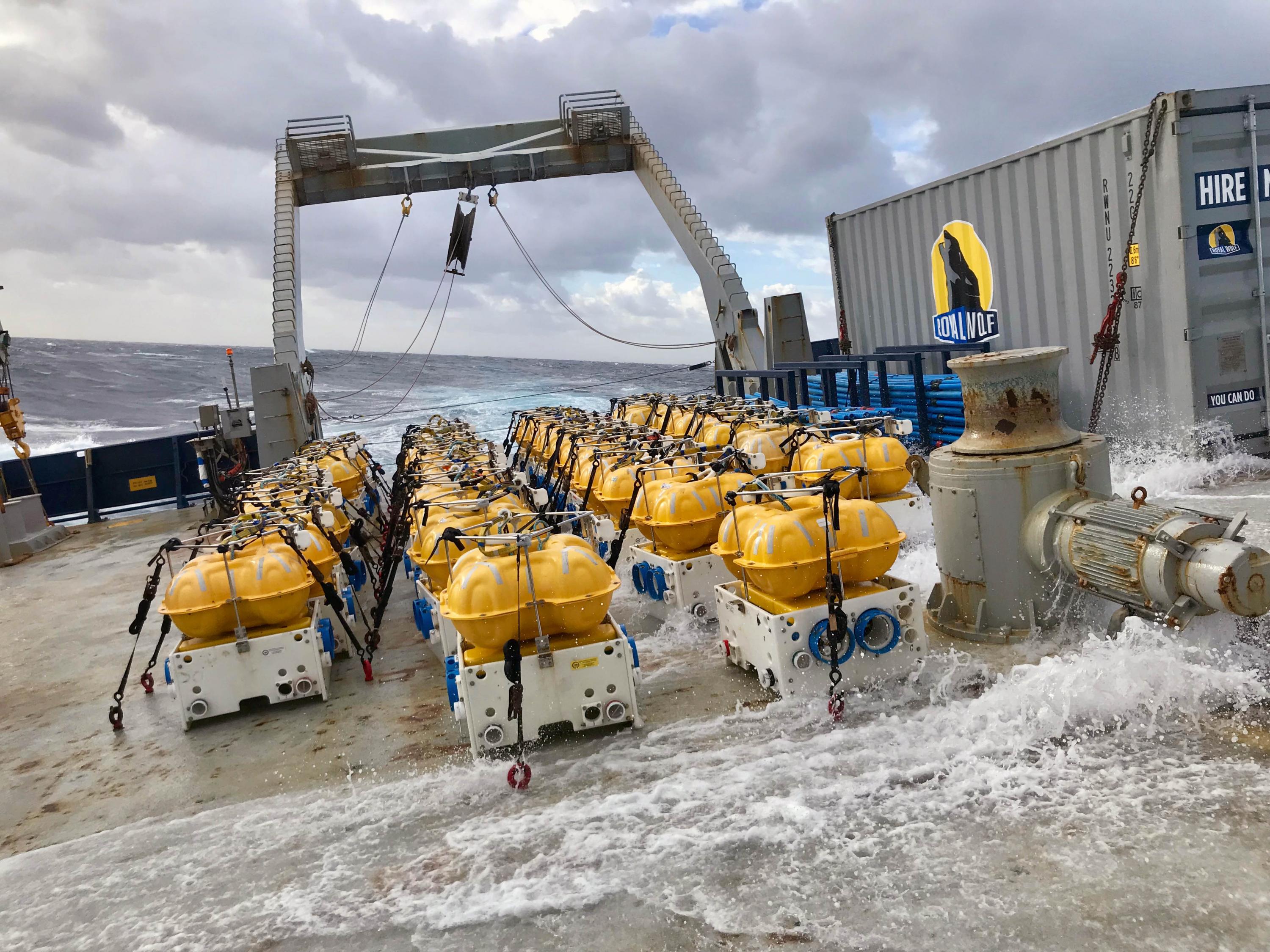 Sensors ready for deployment near the Hikurangi Margin subduction zone. (Photo Kerry Key)