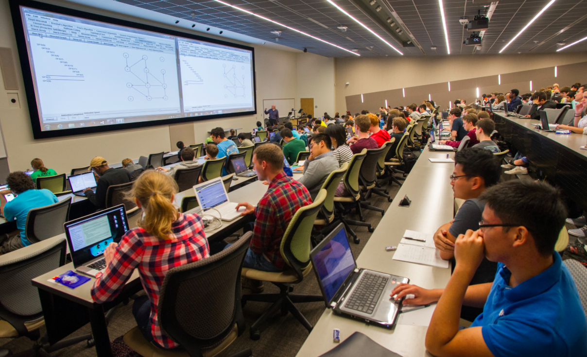Students in Clough lecture hall