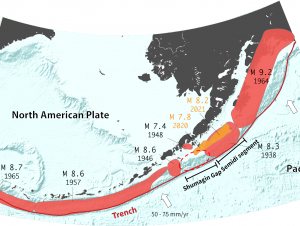 Large earthquakes have been common along the Alaska-Aleutian subduction zone, except at the Shumagin Gap. Yinchu Li