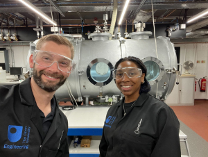 Jacob Adler (left) and Sharissa Thompson (right) conducting research.
